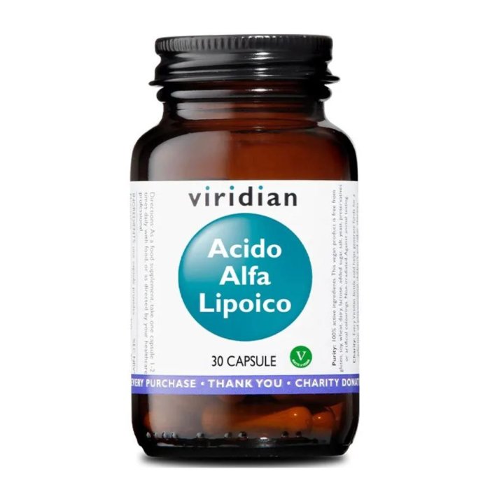 Viridian acido alfa lipoico 30 capsule - integratore antiossidante con acido alfa-lipoico