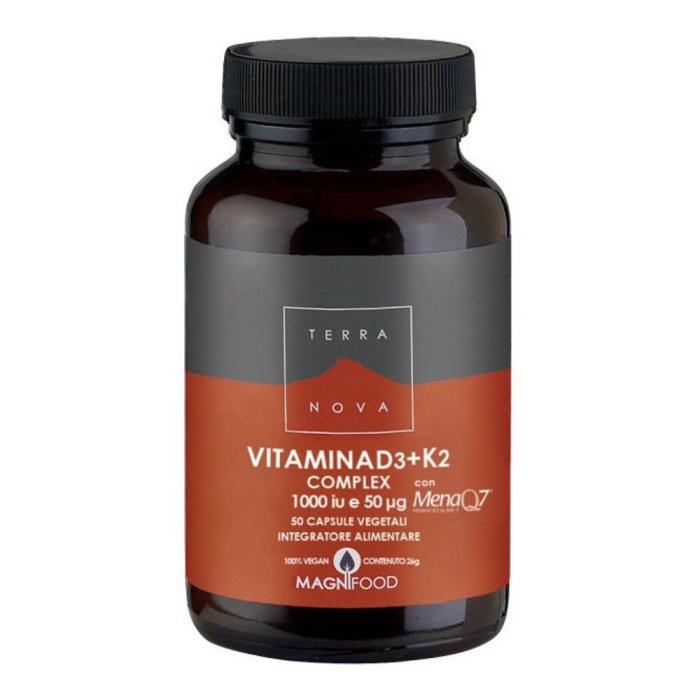 Terranova Benessere Ossa - Vitamina D3 + K2 Complex Integratore 50 Capsule