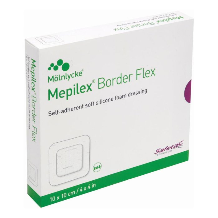 Medicazione In Schiuma Di Poliuretano Mepilex Border Flex 10x10 Cm 5 Pezzi