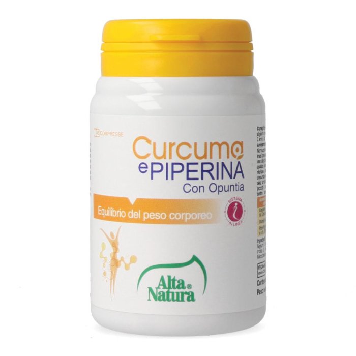 Alta Natura Curcuma e Piperina con Opuntia Integratore 45 compresse