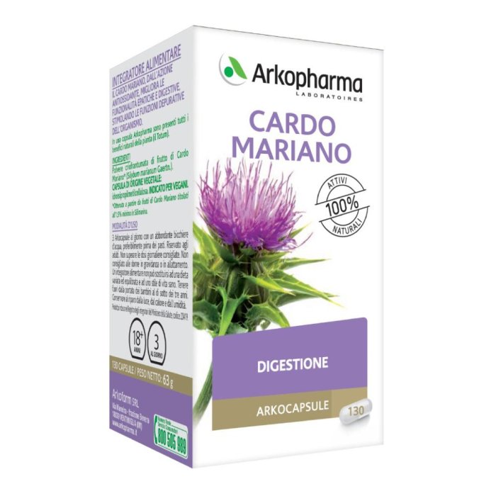 Arkocapsule Cardo Mariano 130 Capsule Integratore Naturale Depurativo per il Fegato