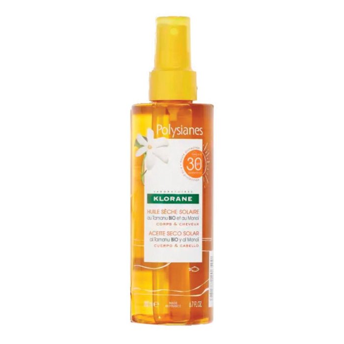 Klorane Polysianes - Olio Secco Spray Solare Corpo Capelli SPF30 200 ml