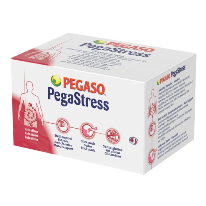 PegaStress - Integratore Alimentare per l'Equilibrio della Flora Batterica e la Riduzione della Stanchezza - 28 Stick Pack da 1,5 g