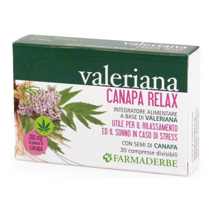 Farmaderbe Valeriana Canapa Relax Formula Fitoterapica 30 Compresse Divisibili