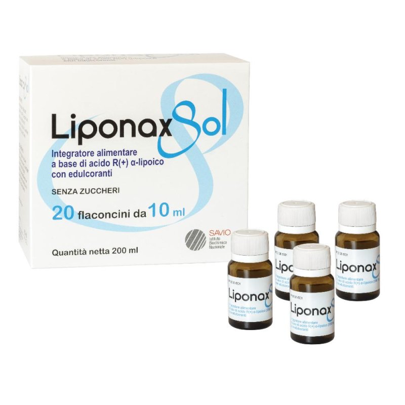 Liponax Sol Integratore Alimentare con Acido Alfa-Lipoico per la Produzione di Energia 20 flaconi da 10 ml 