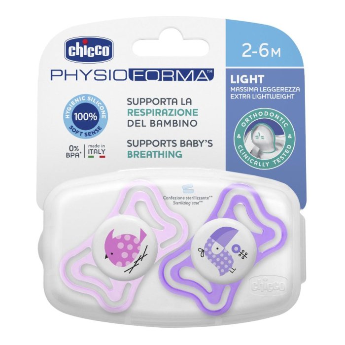 Chicco PhysioForma - Light Succhietto 2-6M Tettarella in Silicone Rosa, 2 Pezzi