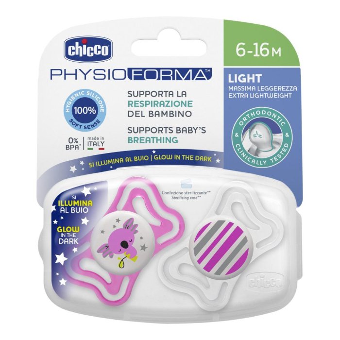 Chicco PhysioForma - Light LUMI Succhietto 6-16M Tettarella in Silicone, 2 Pezzi