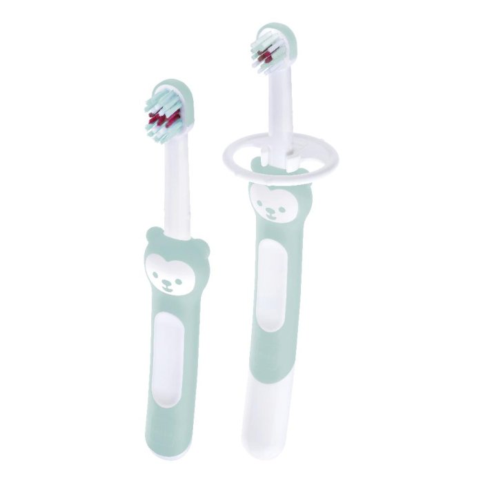 Spazzolino da denti educativo per bambini MAM Learn to Brush maschio 6+ mesi – set training per imparare a lavare i denti