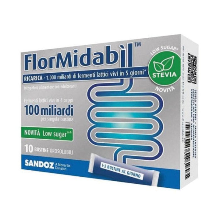 Sandoz Flormidabil - Ricarica Stevia Integratore di Fermenti Lattici 10 bustine