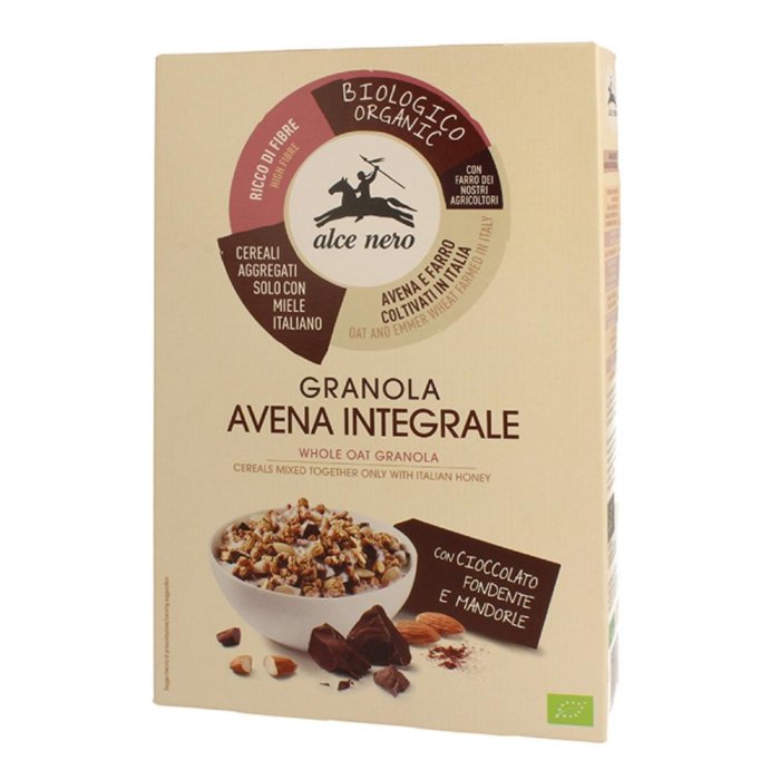 Granola avena integrale cioccolato e mandorle - cereali croccanti per colazione