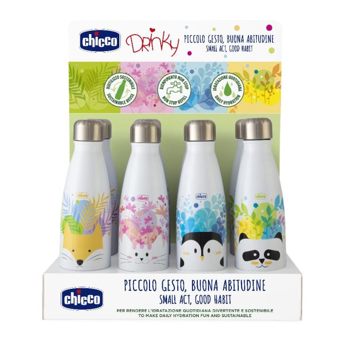 Chicco Bottiglia Termica Drinky da 4 Anni Capacità 350 ml Vari Colori 1 Pezzo