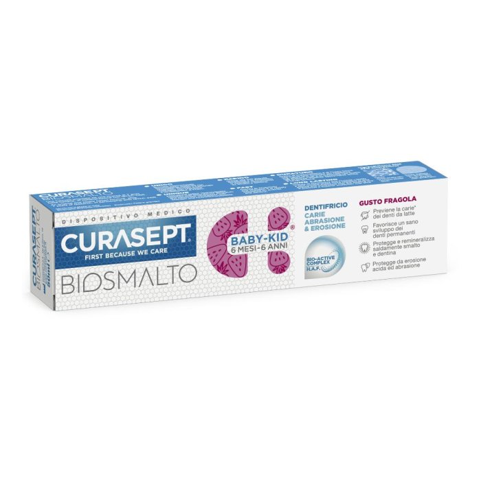 Curasept Biosmalto Baby Kid Dentifricio Alla Fragola 50ml 6mesi+