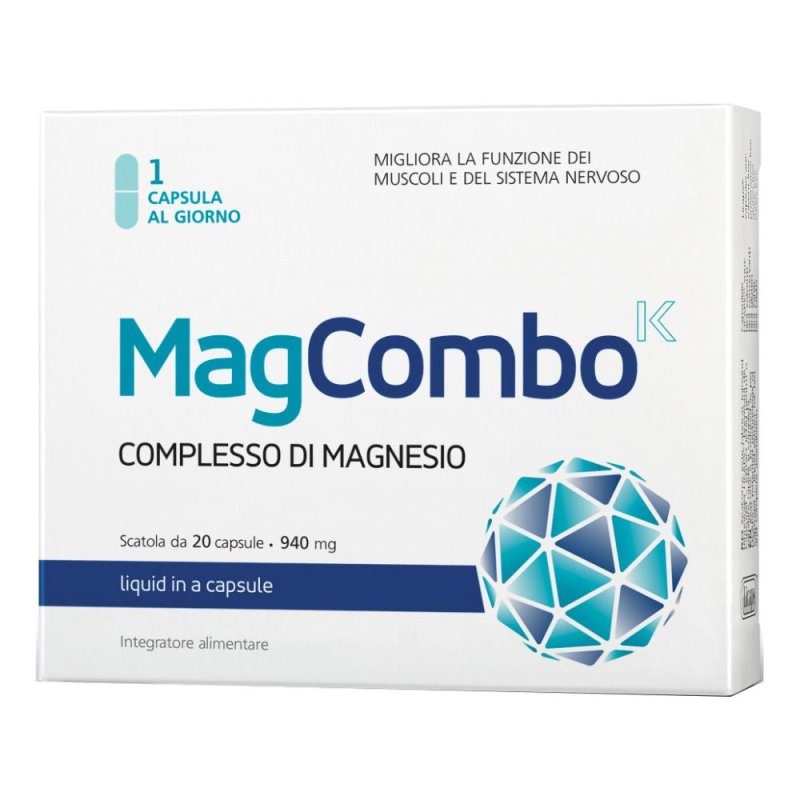 MagComboK - Integratore Alimentare con Magnesio e Vitamine B2, B6, B12 e C - 20 capsule