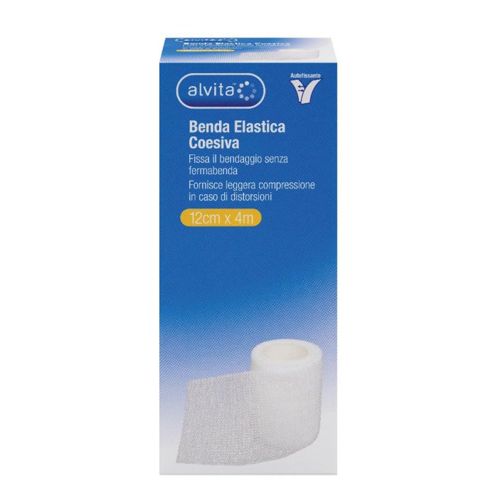 Alvita Benda Elastica Coesiva per Fissaggio Medicazioni 12cm x 4m