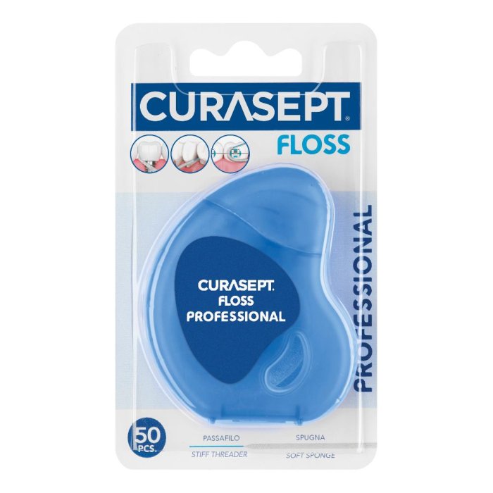 Curasept Floss Professional - Filo Interdentale con Passafilo Ultra-Rigido per una Pulizia Efficace