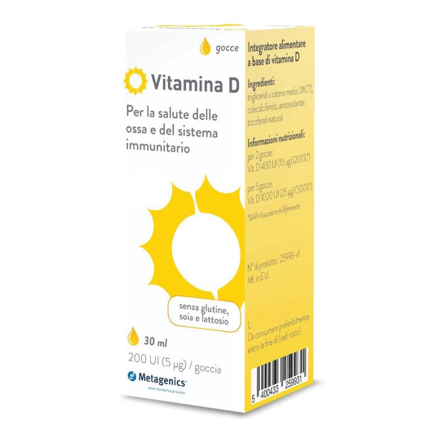 Metagenics Vitamina D Liquido Immunità e Salute Ossa Per Adulti e Bambini 30 ml