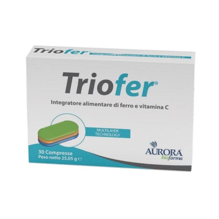 Aurora Biofarma Triofer Integratore di Ferro e Vitamina C 30 Compresse