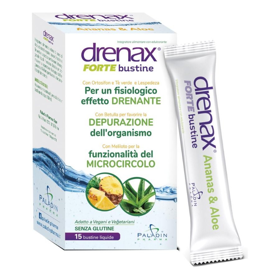 Paladin Pharma Sostegno per la Salute Drenax Forte Ananas Integratore Alimentare 15 Stick Pack Paladin Pharma Sostegno per la Salute Drenax Forte Ananas Integratore Alimentare 15 Stick Pack