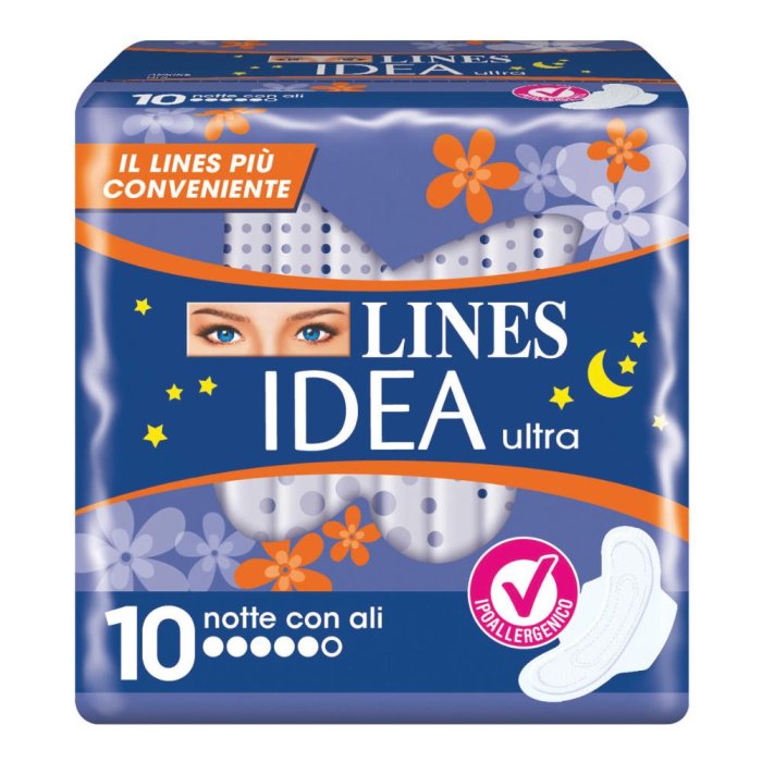 Lines ID Ultra Notte con ali 10 pezzi 0159 – assorbenti notte per incontinenza ad alta assorbenza