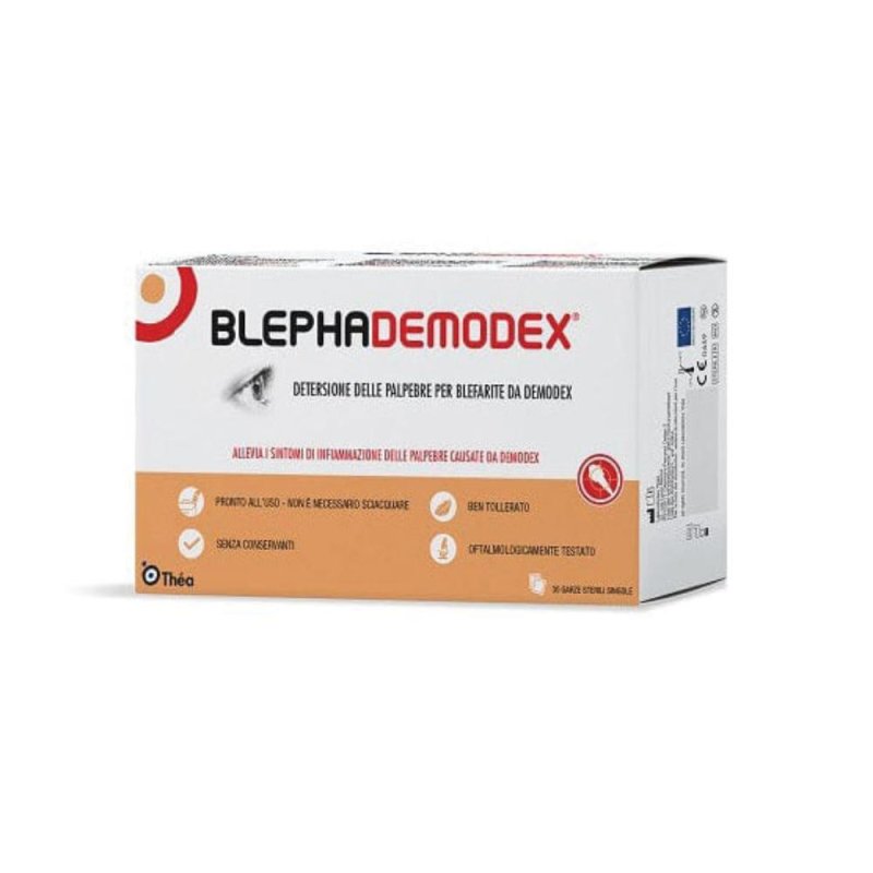 Blephademodex - Garze per l'Igiene delle Palpebre e il Trattamento della Blefarite 30 pezzi 