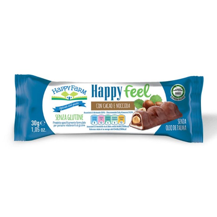 Happy Farm Alimenti senza Glutine Snack Happy Feel Dolcezze Cacao e Nocciole Monoporzione 30 g