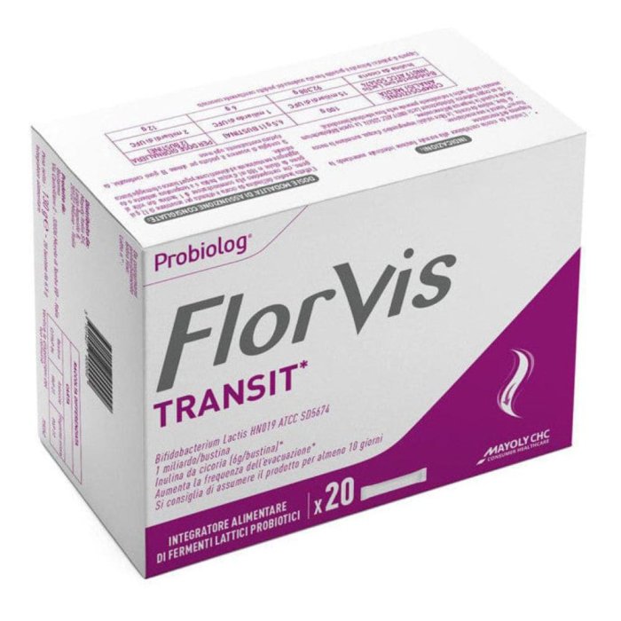 Florvis Transit Integratore per la Regolarità Intestinale con Fermenti Lattici e Fibre Kammelna 20 Bustine