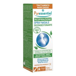 Puressentiel Spray Nasale Decongestionante 15 ml – Soluzione Ipertonica Naturale per Naso Chiuso e Raffreddore