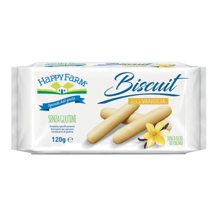 Happy Farm Alimenti senza Glutine Snack Biscuit Biscotti alla Vaniglia 120 g