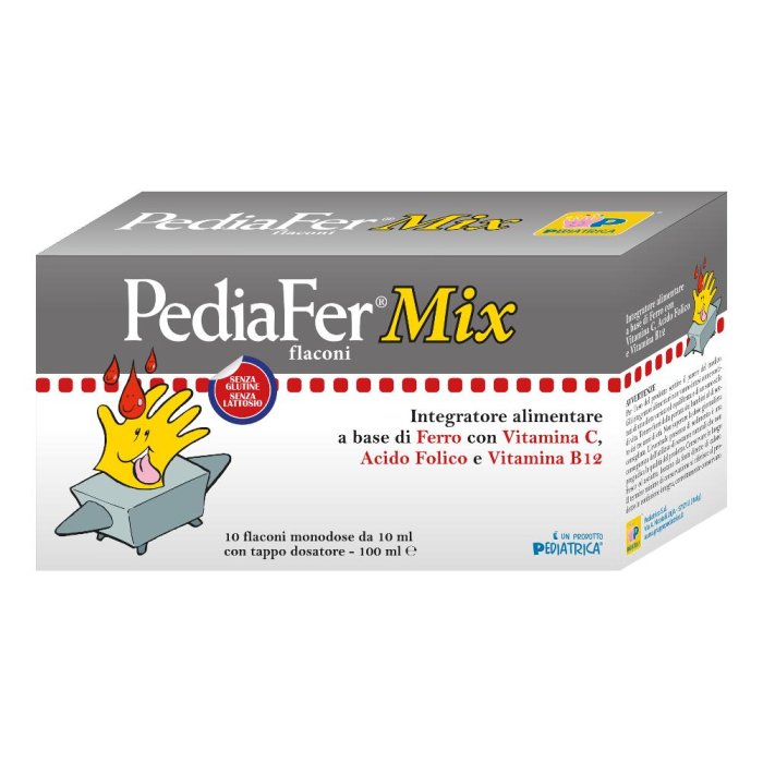 Pediafer Mix Integratore Pediatrico di Ferro e Vitamine 10 Flaconi da 10 ml