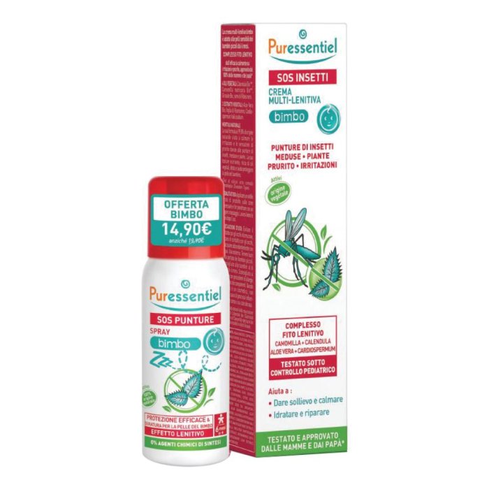 Puressentiel Italia Puress Pack Bimbo Spray 60 Ml + Crema Sos Insetti 30 Ml