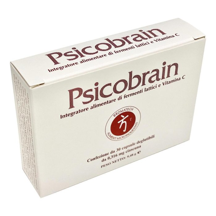 Psicobrain 30 capsule integratore con fermenti lattici, vitamina C e escolzia per benessere mentale e rilassamento