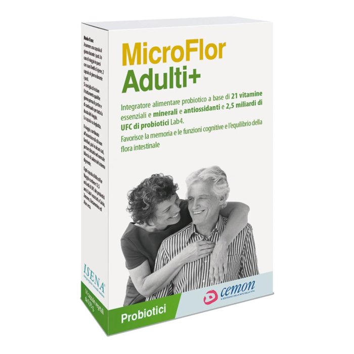 Microflor Adulti 50 Plus 30 Capsule Probiotico Fermenti Lattici Vivi per il Benessere Intestinale