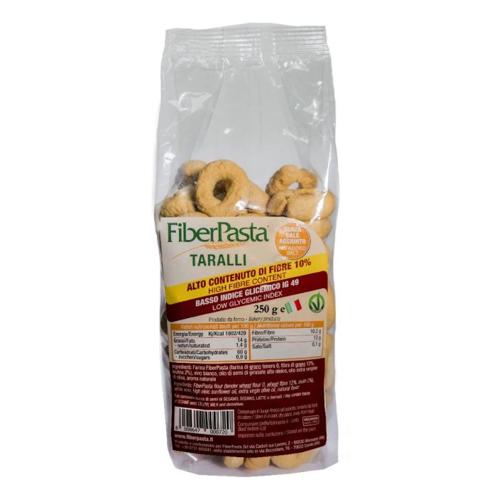 FiberPasta Taralli Integrali Ricchi di Fibre a Basso Indice Glicemico 250 g