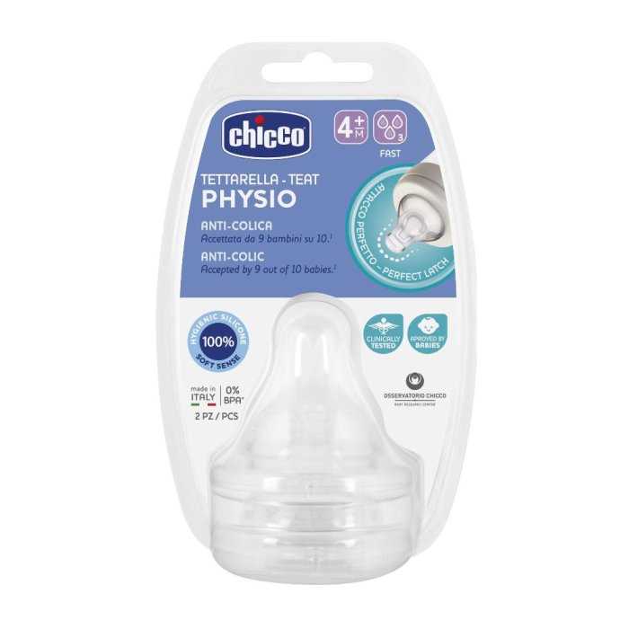Chicco (artsana) Chicco Tettarella Perfect 5 4m In Silicone 3 Fori 2 Pezzi