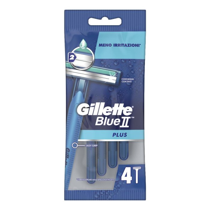 Gillette Blue II Rasoi Usa e Getta da Uomo a Doppia Lama, Confezione da 4 Pezzi