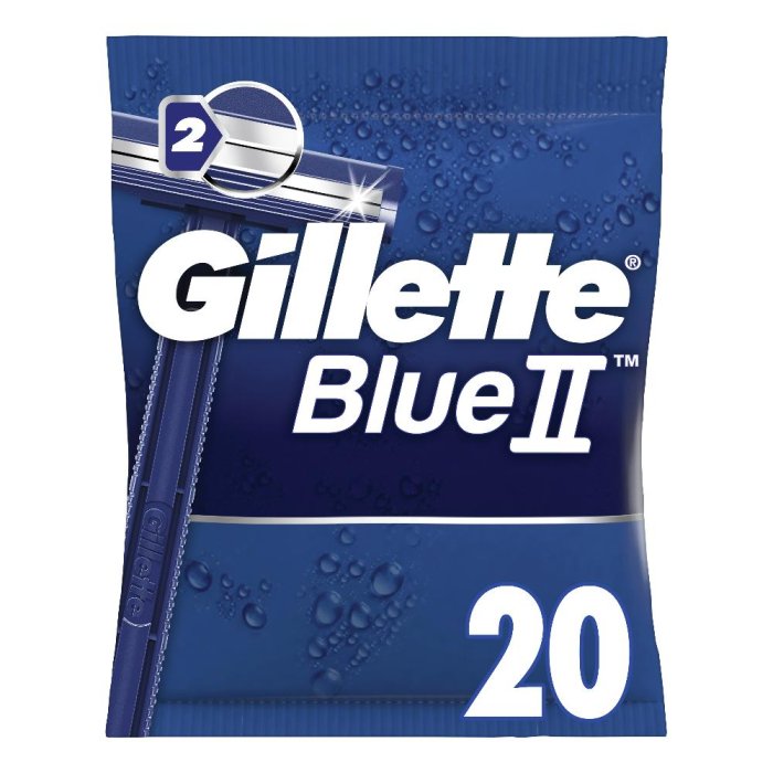Gillette Blue II Rasoi Usa e Getta per Uomo, Rasoi Monouso a Doppia Lama per Rasatura Precisa, Confezione da 20 Pezzi