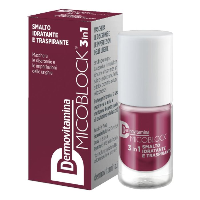 Dermovitamina Micoblock 3 in 1 - Smalto Idratante Traspirante Colore Bordeaux 5ml