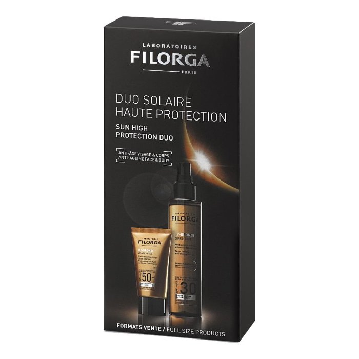 Laboratoires Filorga Italia Cofanetto Duo UV Bronze Fluido Viso Altissima Protezione SPF50+ e Olio Corpo Alta Protezione SPF30