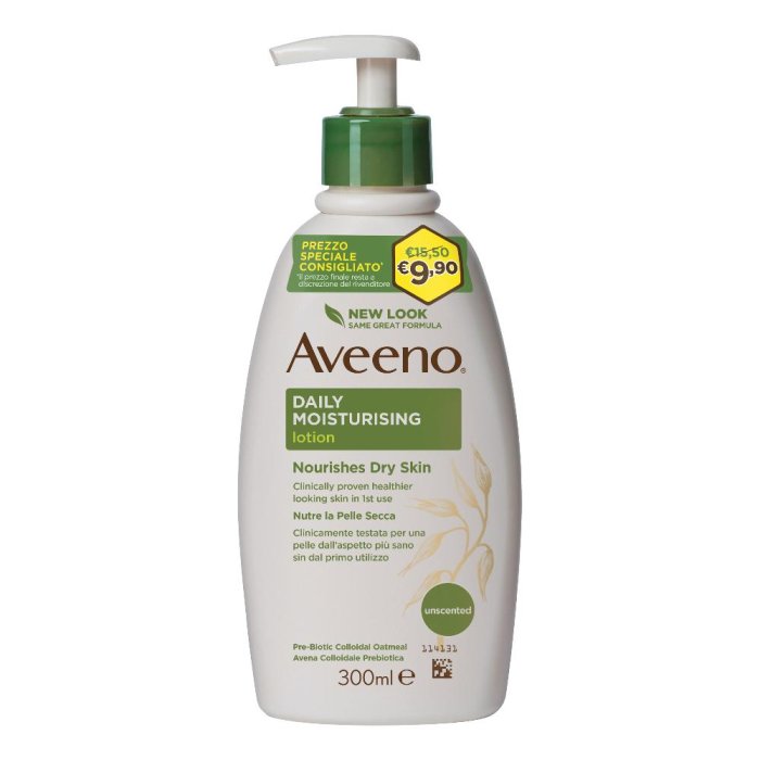 Aveeno Daily Moisturising Crema Idratante Corpo Pump  con Avena Colloidale Prebiotica 300ml 