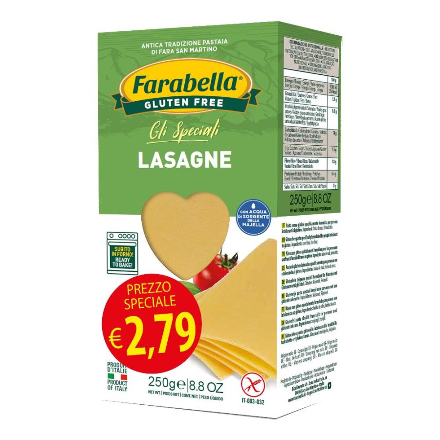 Bioalimenta Farabella Alimenti senza Glutine Lasagna Pasta Secca 250 gx6 Offerta Promo