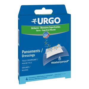 Urgo Ustioni Superficiali Cerotti Waterproof 10 x 7 cm Confezione da 4 Pezzi