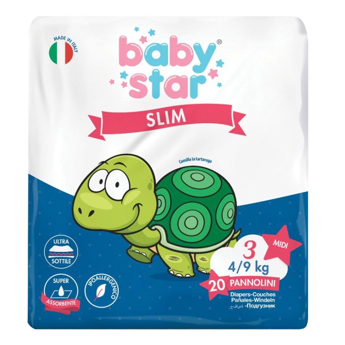 Farvima Medicinali Pannolini Babystar Slim 3/6kg Taglia 2 Mini 21 Pezzi