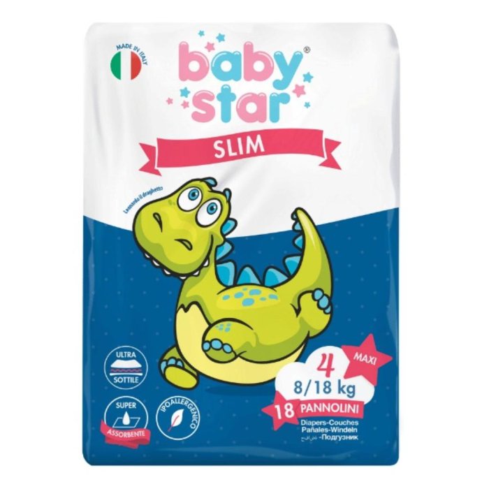 Farvima Medicinali Pannolini Babystar Slim 8/18kg Taglia 4 Maxi 18 Pezzi