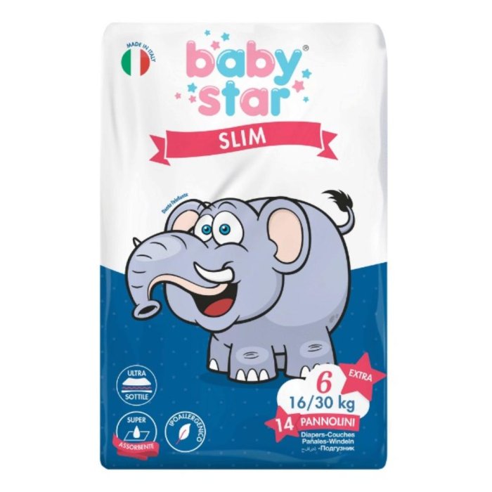 Farvima Medicinali Pannolini Babystar Slim 16/30kg Taglia 6  Extra Large 14 Pezz