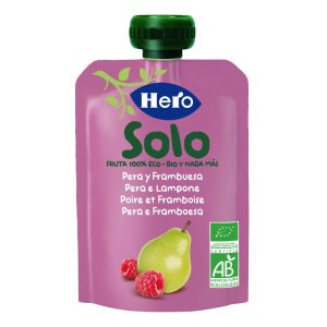 Hero Solo Pera e Lampone Purea di Frutta Biologica per Bambini 100% Naturale
