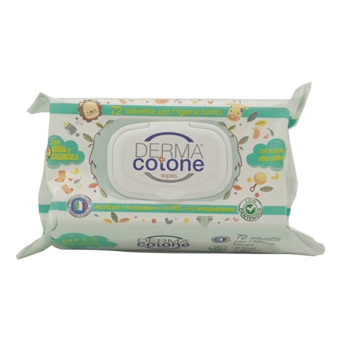 DERMACOTONE Salviettine Addolcenti per Cambio Pannolino con Amido di Riso e Camomilla – Confezione Scorta 72 Pezzi