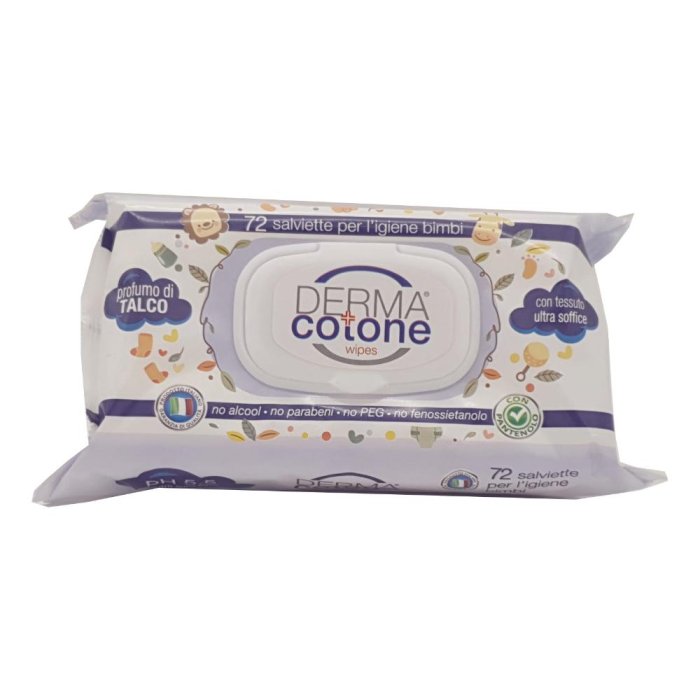Dermacotone Salviettine Detergenti al Talco per Neonati e Bambini 72 Pezzi