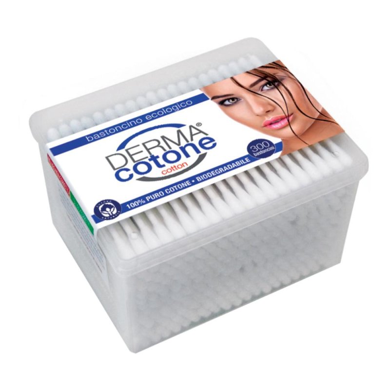 Dermacotone Bastoncini Cotone Biodegradabili per Igiene Orecchie 300 Pezzi