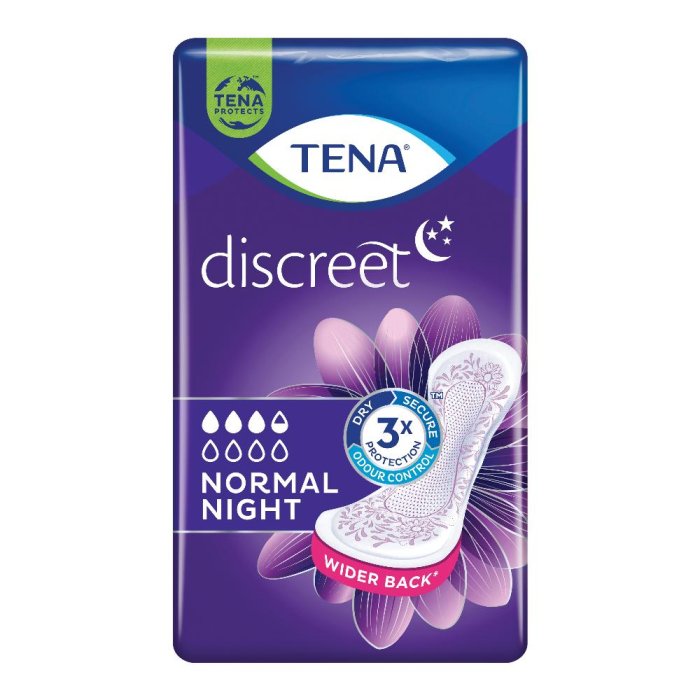 Tena Discreet Normal Night - Assorbente per Perdite Urinarie Notturne 10 pezzi