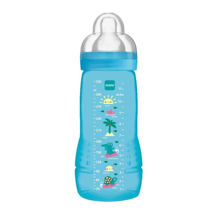 MAM Easy Active Baby Bottle 4+ M Capacità 330 ml Biberon Azzurro 1 Pezzo